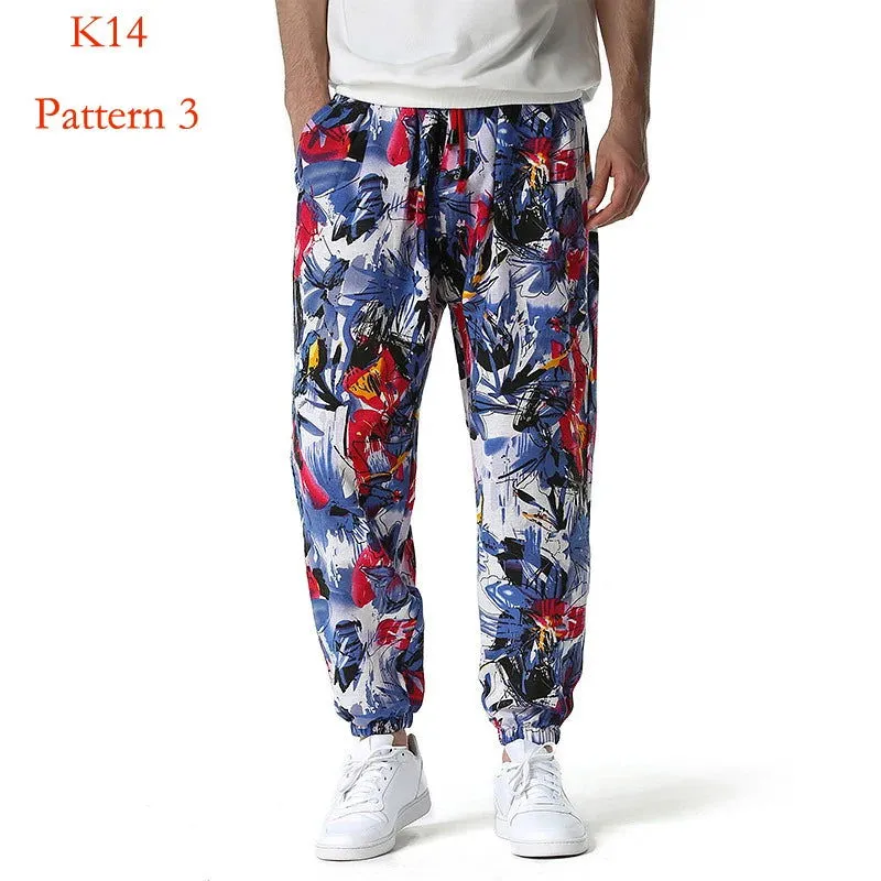 Men's Hippie Baggy Boho Yoga Harem Pants Dizziness African Pattern Print Genie Sweatpants Cotton Casual Hip Hop Ankara Pants