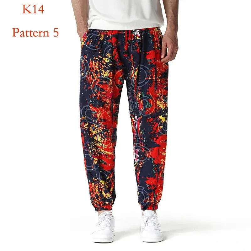 Men's Hippie Baggy Boho Yoga Harem Pants Dizziness African Pattern Print Genie Sweatpants Cotton Casual Hip Hop Ankara Pants