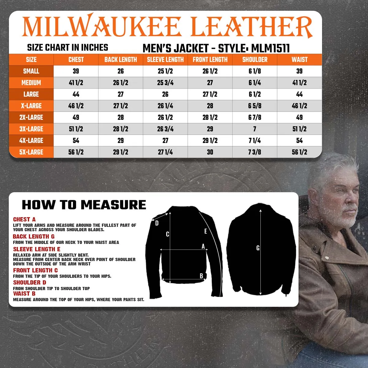 Milwaukee Leather MLM1511 Men's 'Vagabond' Vintage Crazy Horse' Brown Leather Jacket w/ Removable Hoodie