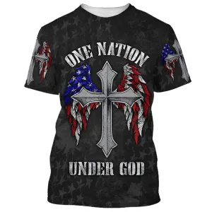 One Nation Under God Cross Wings 3D All Over Printed Shirt for Men and Women