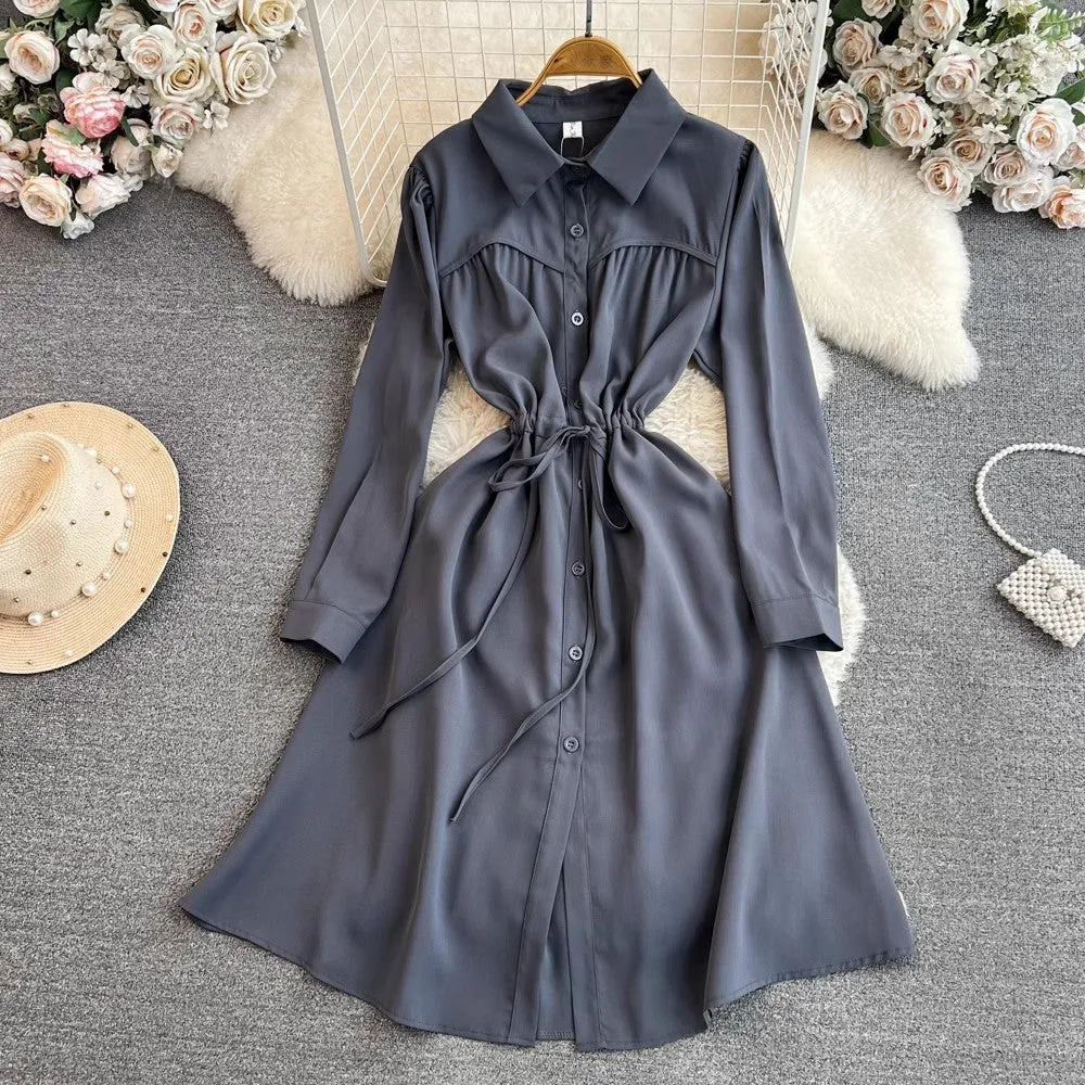 puff long-sleeved mid-length A-line dress      S4025