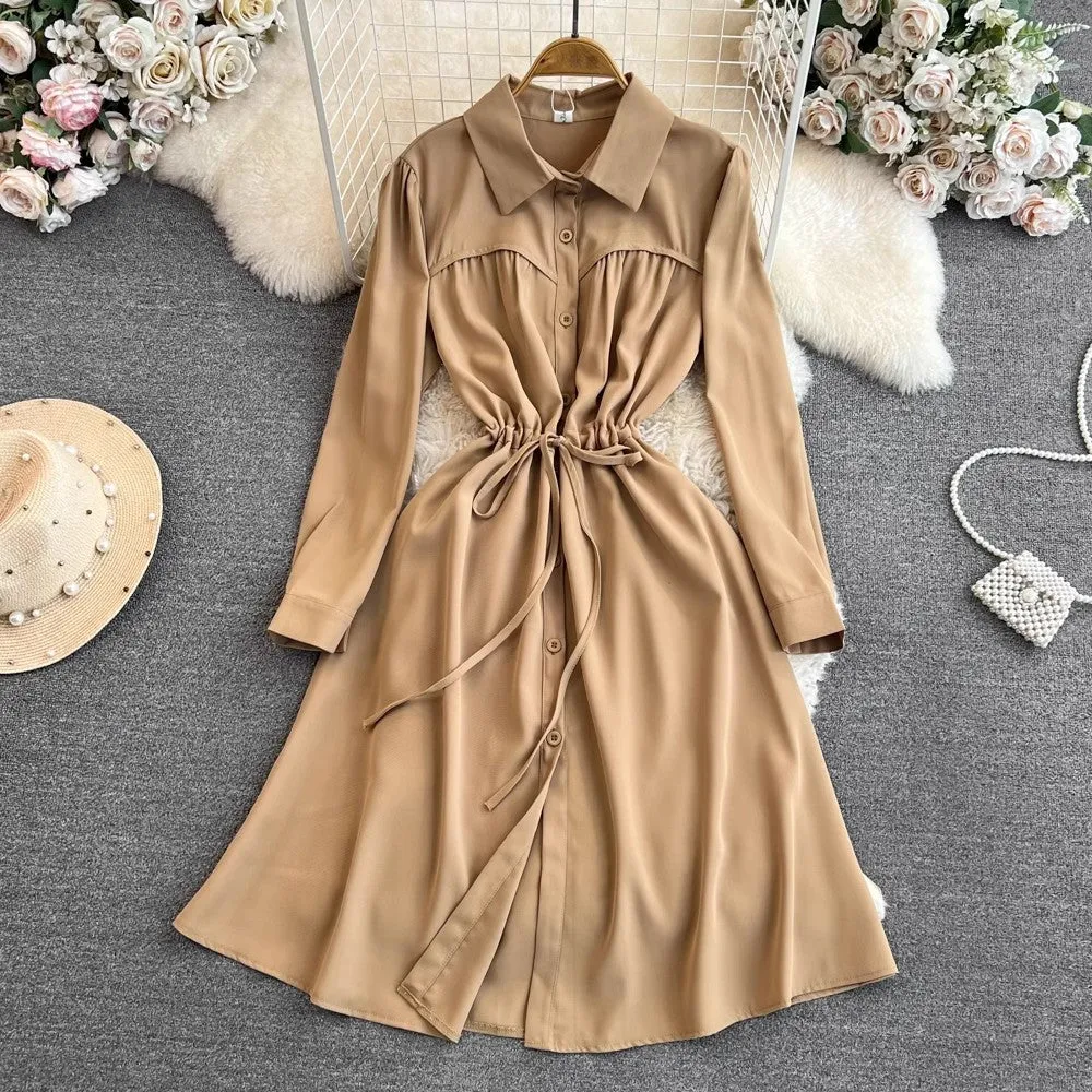 puff long-sleeved mid-length A-line dress      S4025