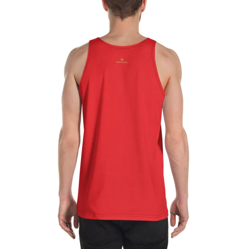 Red Men's Tank Top, Hot Red Solid Color Print Men's or Women's Premium Unisex Tank Top- Made in USA