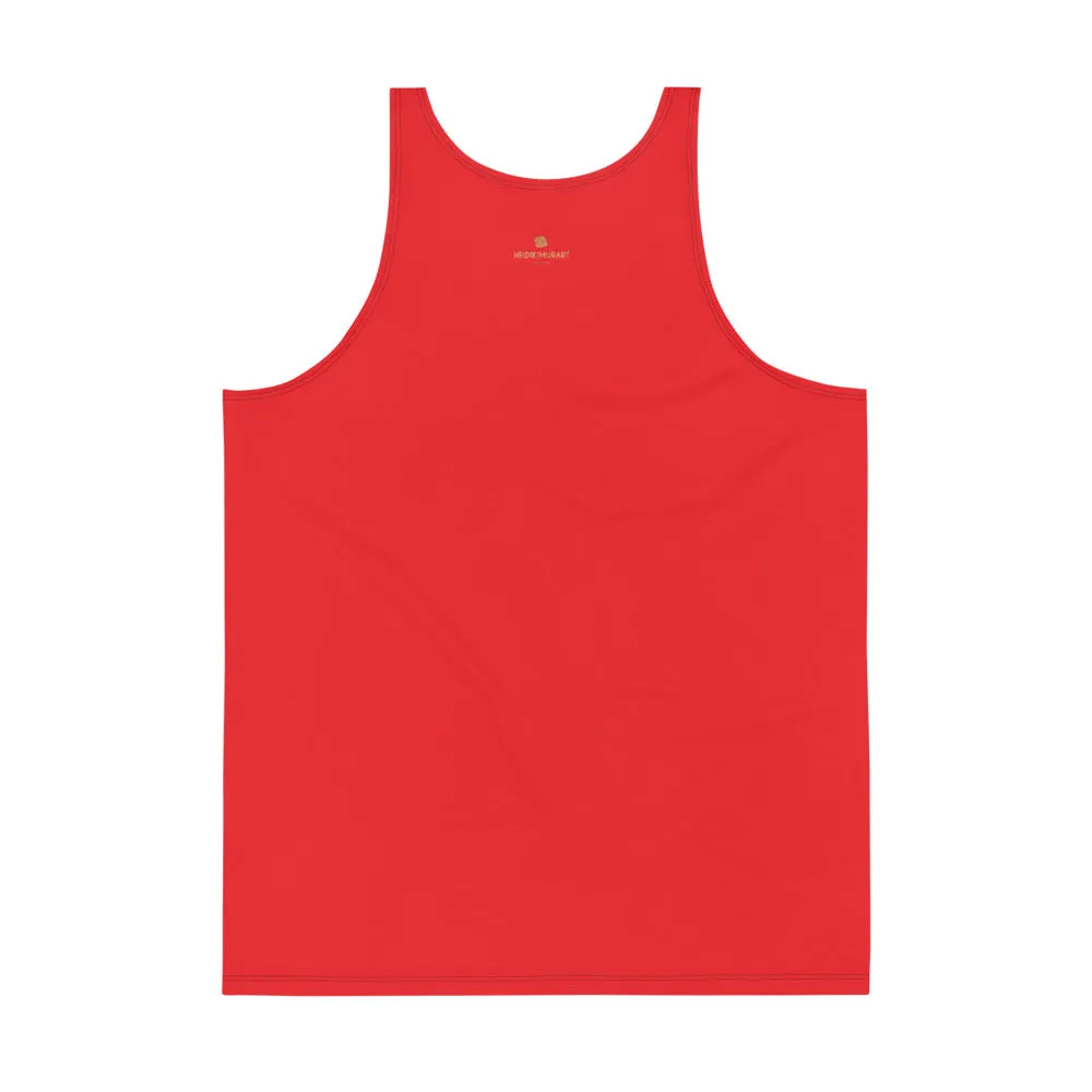 Red Men's Tank Top, Hot Red Solid Color Print Men's or Women's Premium Unisex Tank Top- Made in USA