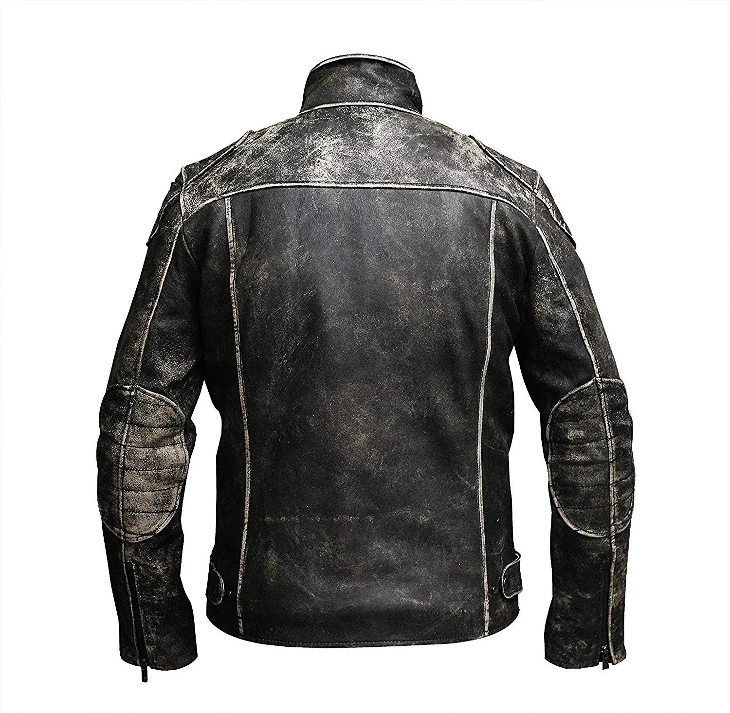 Retro Classic Cafe Racer Distressed Men's Black Genuine Leather Jacket