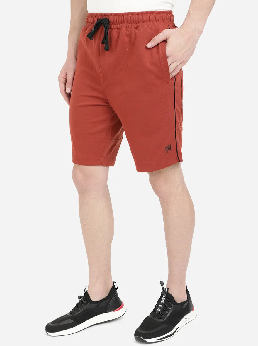 Rust Solid Regular Fit Shorts | JadeBlue