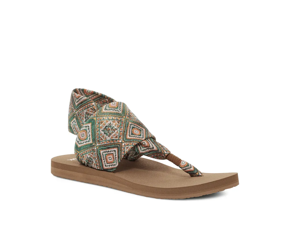 Sanuk Women’s Sling Tile Sandal Green/Gold