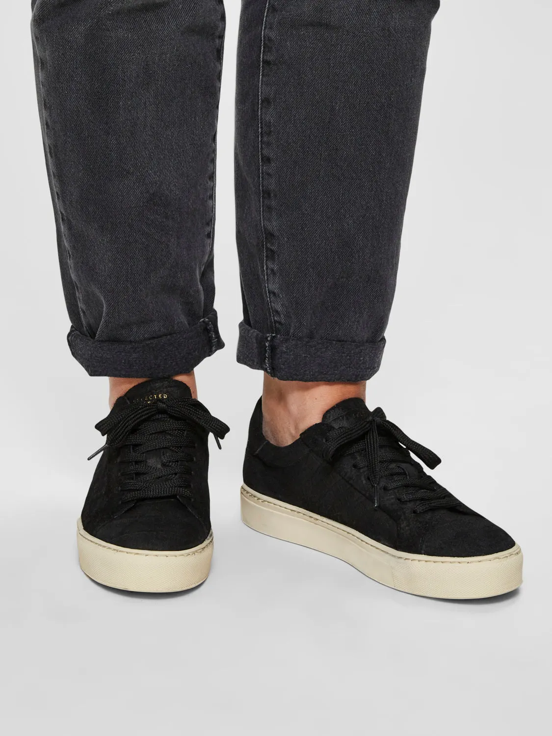 Selected Femme Donna Suede Trainer - Black