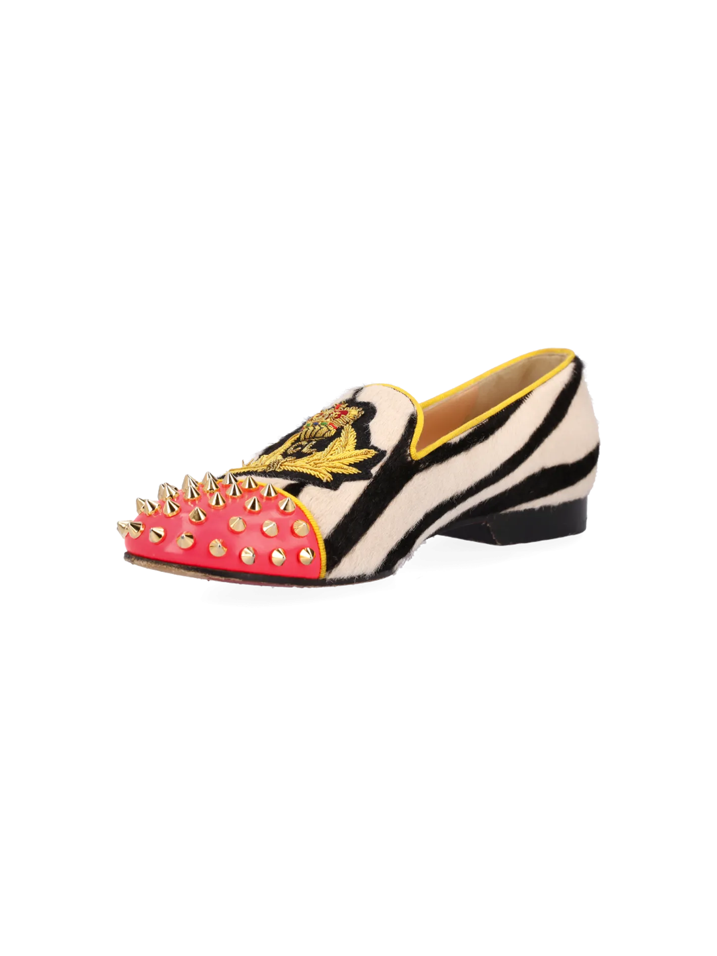 studded zebra print calf hair loafers