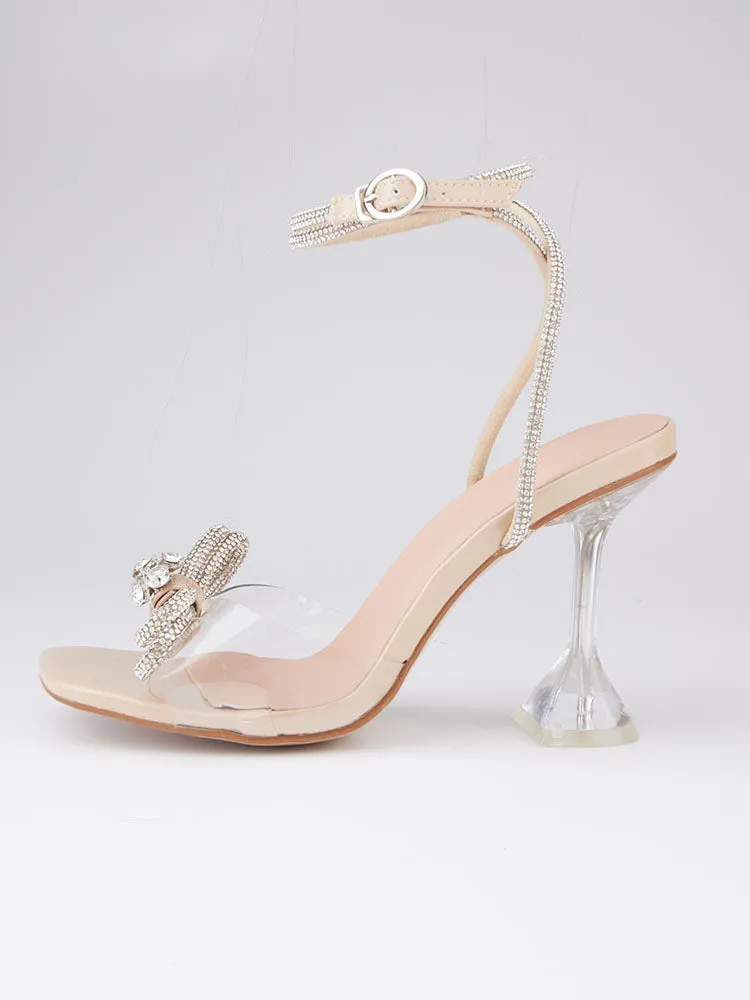 Toleet Sparkling Bow Square Toe High Heels