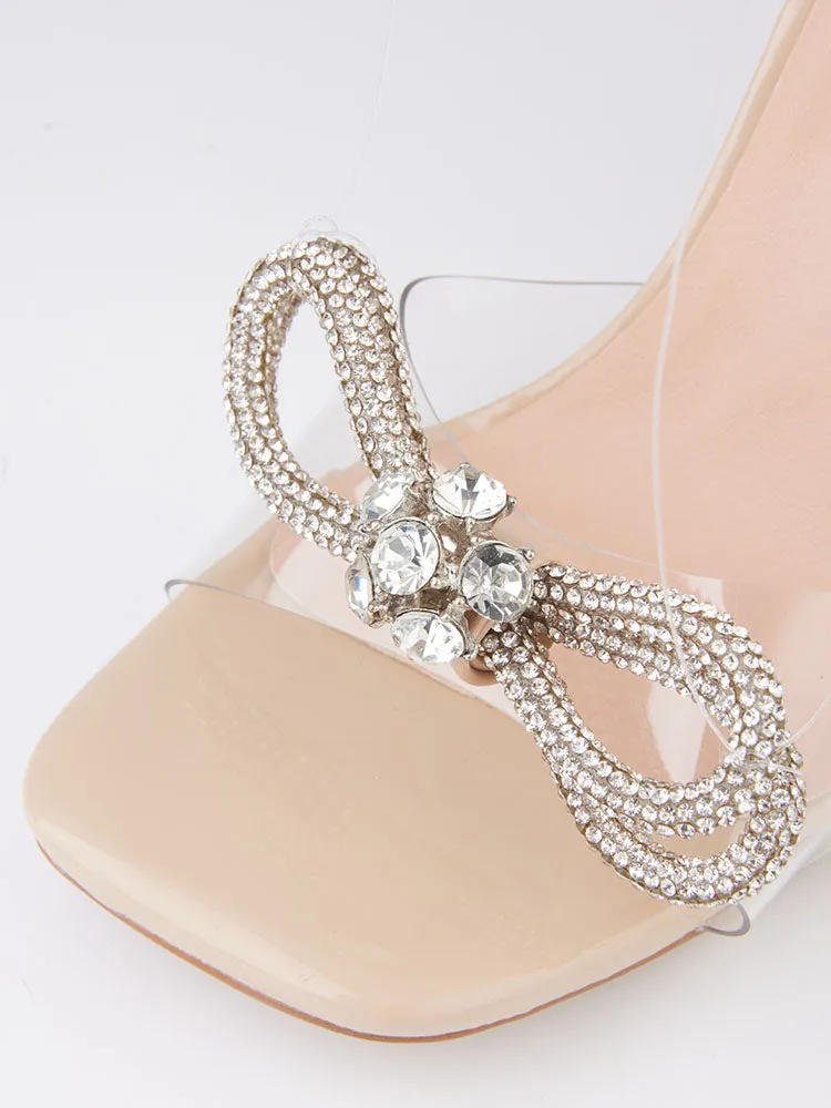 Toleet Sparkling Bow Square Toe High Heels