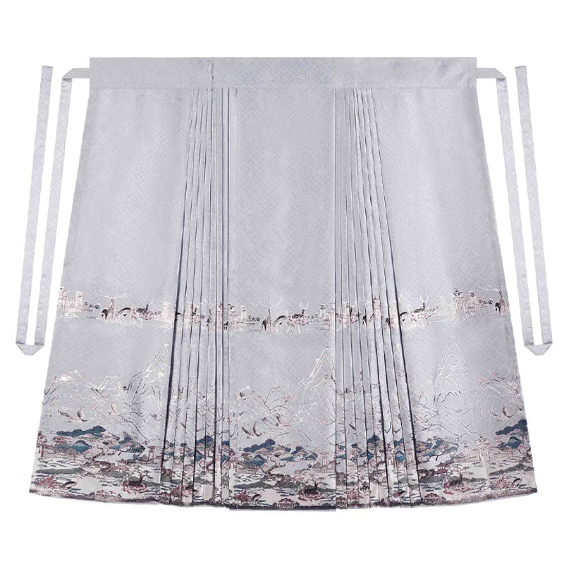 Traditional Chinese Auspicious Patterns - Deer and Kunlun Wonderland Hanfu Mamianqun Skirt