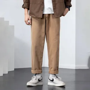 Wiaofellas  -  Autumn New Khaki Cargo Pants Men Casual Straight Leg Mid Rise Baggy Cotton Men Pants Japan Style Streetwear