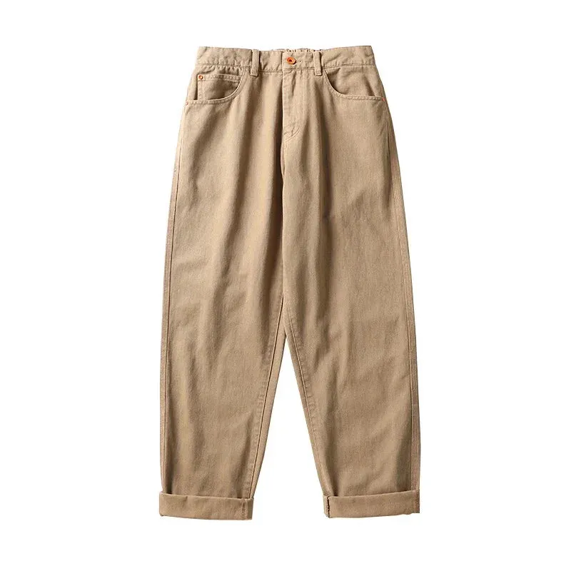 Wiaofellas  -  Autumn New Khaki Cargo Pants Men Casual Straight Leg Mid Rise Baggy Cotton Men Pants Japan Style Streetwear