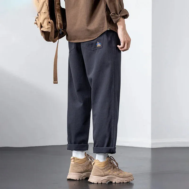 Wiaofellas  -  Autumn New Khaki Cargo Pants Men Casual Straight Leg Mid Rise Baggy Cotton Men Pants Japan Style Streetwear