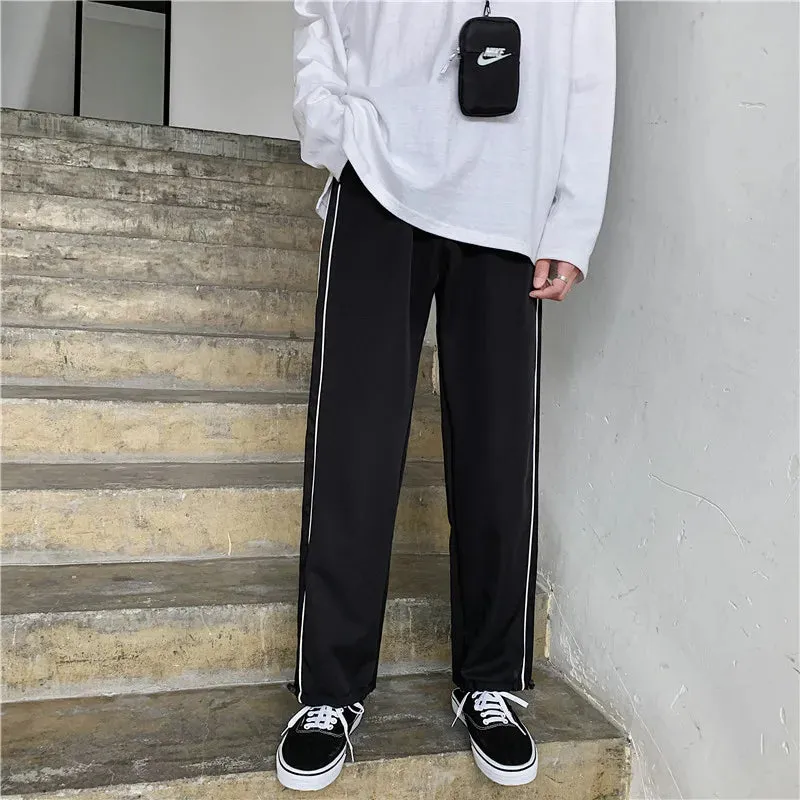 Wiaofellas  -  Black Casual Pants Men Fashionable Oversized Sports Pants Men Streetwear Hip-hop Loose Wide Leg Pants Mens Joggers Trousers