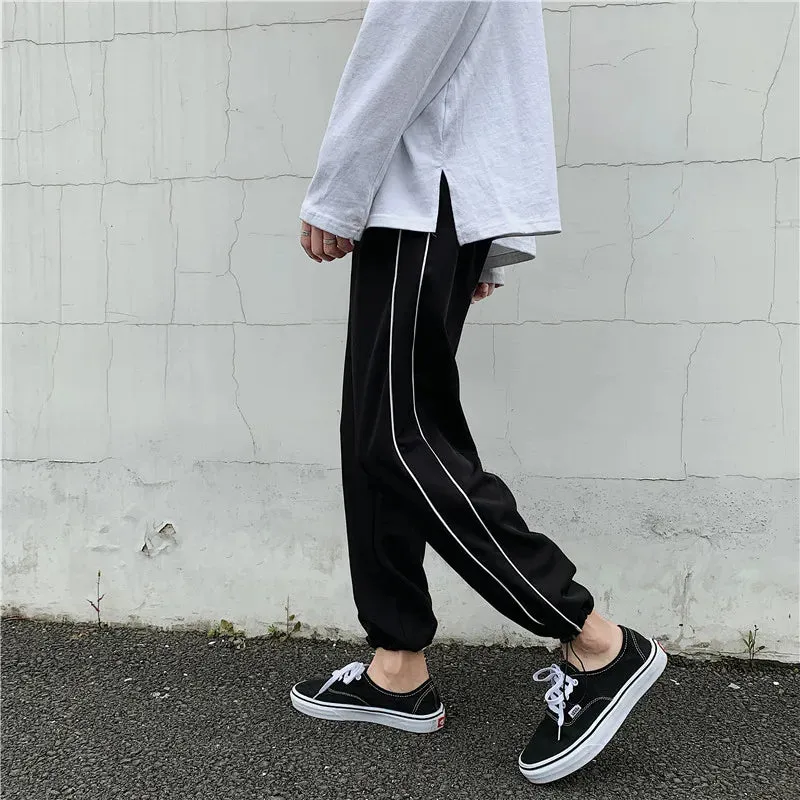 Wiaofellas  -  Black Casual Pants Men Fashionable Oversized Sports Pants Men Streetwear Hip-hop Loose Wide Leg Pants Mens Joggers Trousers